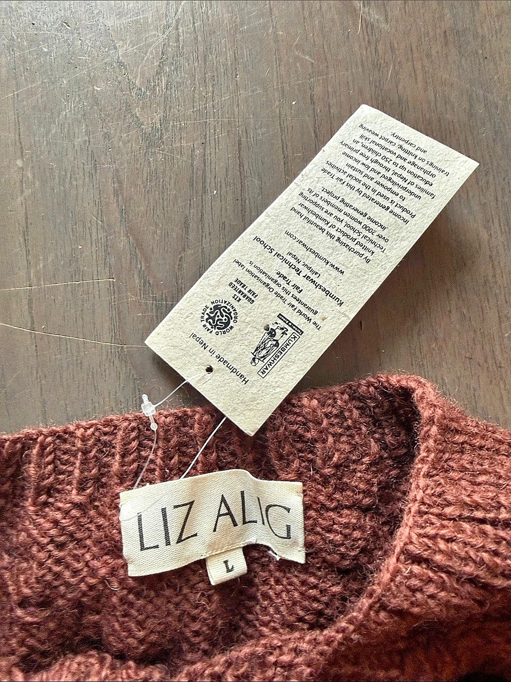 Liz Alig Jill Sweater Bobble Knit Cardigan Brown Large NWT - Picture 5 of 7